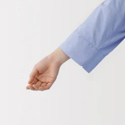 Clearance Muji Robe chemise à col montant en popeline de coton biologique pour femme