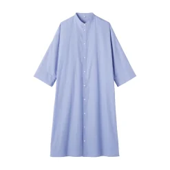 Clearance Muji Robe chemise à col montant en popeline de coton biologique pour femme