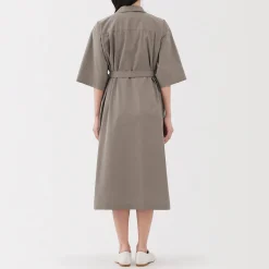 Sale Muji Robe chemise large à manches 3/4 et en coton Quick Dry pour femme