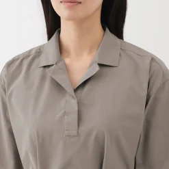 Sale Muji Robe chemise large à manches 3/4 et en coton Quick Dry pour femme