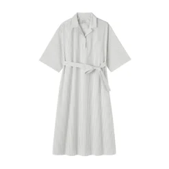 Sale Muji Robe chemise large à manches 3/4 et en coton Quick Dry pour femme