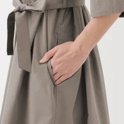 Sale Muji Robe chemise large à manches 3/4 et en coton Quick Dry pour femme