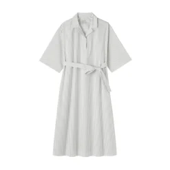 Sale Muji Robe chemise large à manches 3/4 et en coton Quick Dry pour femme
