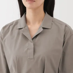 Sale Muji Robe chemise large à manches 3/4 et en coton Quick Dry pour femme