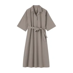 Sale Muji Robe chemise large à manches 3/4 et en coton Quick Dry pour femme
