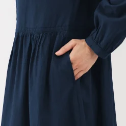 Discount Muji Robe chemise midi en voile de coton pour femme