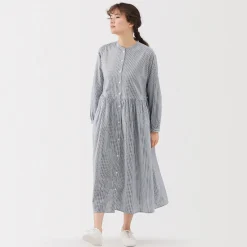 Discount Muji Robe chemise midi en voile de coton pour femme
