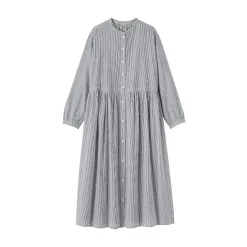 Discount Muji Robe chemise midi en voile de coton pour femme