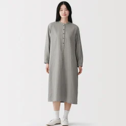Best Muji Robe en double gaze en mélange de kapok pour femme