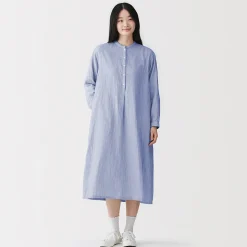 Best Muji Robe en double gaze en mélange de kapok pour femme