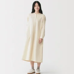 Best Muji Robe en double gaze en mélange de kapok pour femme