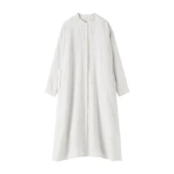 Best Muji Robe-chemise à col officier en lin lavé pour femme