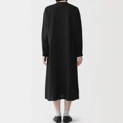 Best Muji Robe-chemise à col officier en lin lavé pour femme
