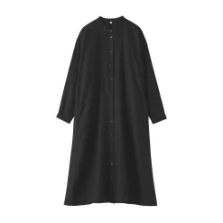 Best Muji Robe-chemise à col officier en lin lavé pour femme