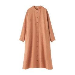 Best Muji Robe-chemise à col officier en lin lavé pour femme