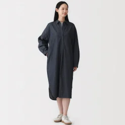 Discount Muji Robe-chemise légère en denim de kapok mélangé pour femme