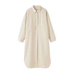 Hot Muji Robe-chemise légère en sergé de kapok mélangé pour femme Blanc Brut