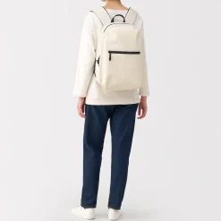 Clearance Muji Sac à dos étanche en coton Blanc Brut