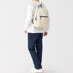 Clearance Muji Sac à dos étanche en coton Blanc Brut