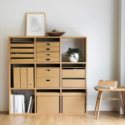 Hot Muji Set de 3 étagères étroites en chêne ‐ 3x3 niveaux (Dont Eco‐part. 3,90 €)