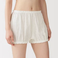 Hot Muji Short ballon en double gaze à pois dobby pour femme