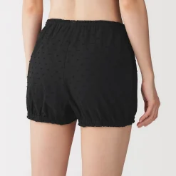 Hot Muji Short ballon en double gaze à pois dobby pour femme