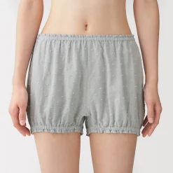 Hot Muji Short ballon en double gaze à pois dobby pour femme