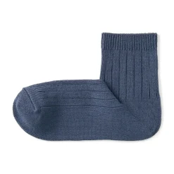 Clearance Muji Socquettes à côtes extensibles à angle droit pour femme Bleu