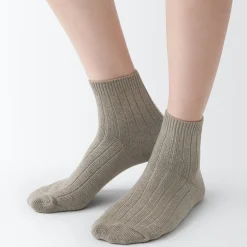 Clearance Muji Socquettes à côtes extensibles à angle droit pour femme