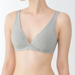 Best Muji Soutien‐gorge plongeant sans armature en mélange de coton pour femme