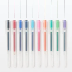 Hot Muji Stylo à bille à encre gel coloré - 0,5 mm - Lot de 10