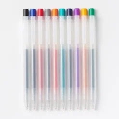 Online Muji Stylo à bille à encre gel rétractable coloré - 0,5 mm - Lot de 10