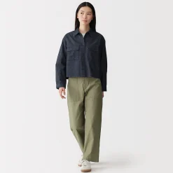 Sale Muji Sur-chemise légère en denim de kapok mélangé pour femme Bleu Marine Foncé