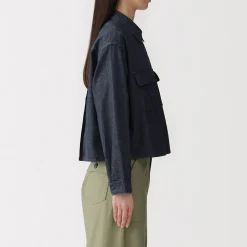 Sale Muji Sur-chemise légère en denim de kapok mélangé pour femme Bleu Marine Foncé