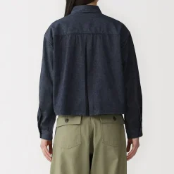 Sale Muji Sur-chemise légère en denim de kapok mélangé pour femme Bleu Marine Foncé