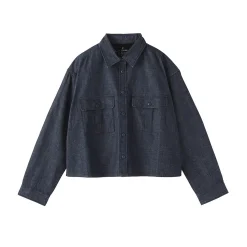Sale Muji Sur-chemise légère en denim de kapok mélangé pour femme Bleu Marine Foncé