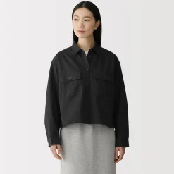 Hot Muji Sur-chemise légère en sergé de kapok mélangé pour femme