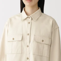 Hot Muji Sur-chemise légère en sergé de kapok mélangé pour femme