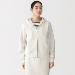 Online Muji Sweat-shirt à capuche zippé en coton mélangé pour femme