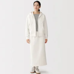 Online Muji Sweat-shirt à capuche zippé en coton mélangé pour femme