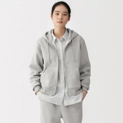 Online Muji Sweat-shirt à capuche zippé en coton mélangé pour femme