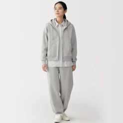Online Muji Sweat-shirt à capuche zippé en coton mélangé pour femme