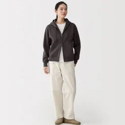 Online Muji Sweat-shirt à capuche zippé en coton mélangé pour femme