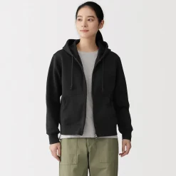 Online Muji Sweat-shirt à capuche zippé en coton mélangé pour femme