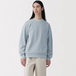 Best Muji Sweat-shirt à col ras du cou et à double tricot pour homme