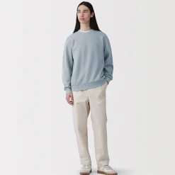 Best Muji Sweat-shirt à col ras du cou et à double tricot pour homme