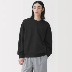 Best Muji Sweat-shirt à col ras du cou et à double tricot pour homme