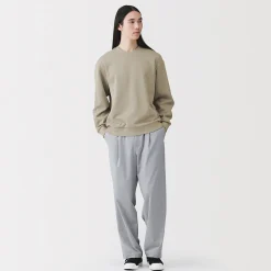 Best Muji Sweat-shirt à col ras du cou et à double tricot pour homme