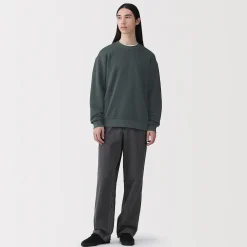 Best Muji Sweat-shirt à col ras du cou et à double tricot pour homme