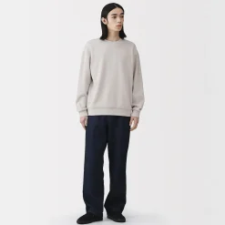 Best Muji Sweat-shirt à col ras du cou et à double tricot pour homme